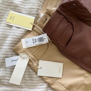 Aritzia Wilfred Leather Pants in Tan and Brown